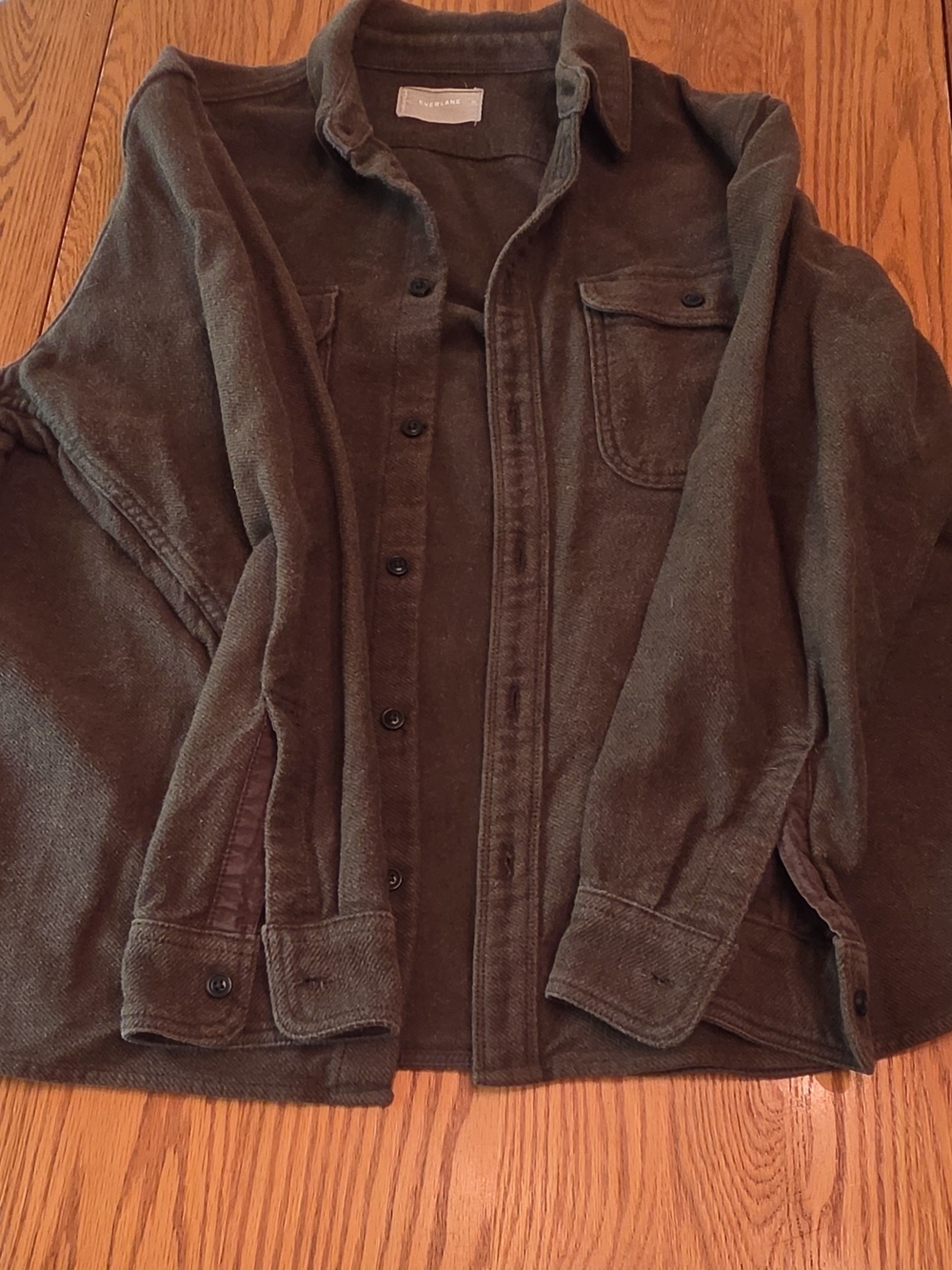 Everlane Kids Olive Green Button-Front Jean Jacket